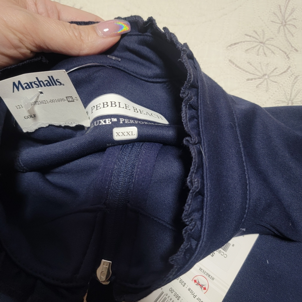 Pebble Beach Navy Ruffle Zip-Up - Picture 2 of 9